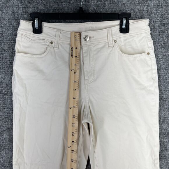 Chicos Pants Women Small White Sateen Slim Crops Stretch Tapered Leg Casual - Picture 7 of 10